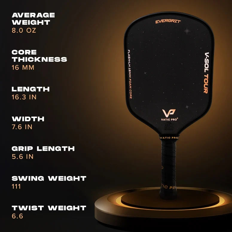 Vatic Pro V-Sol Tour EverGrit Flash Pickleball Paddle