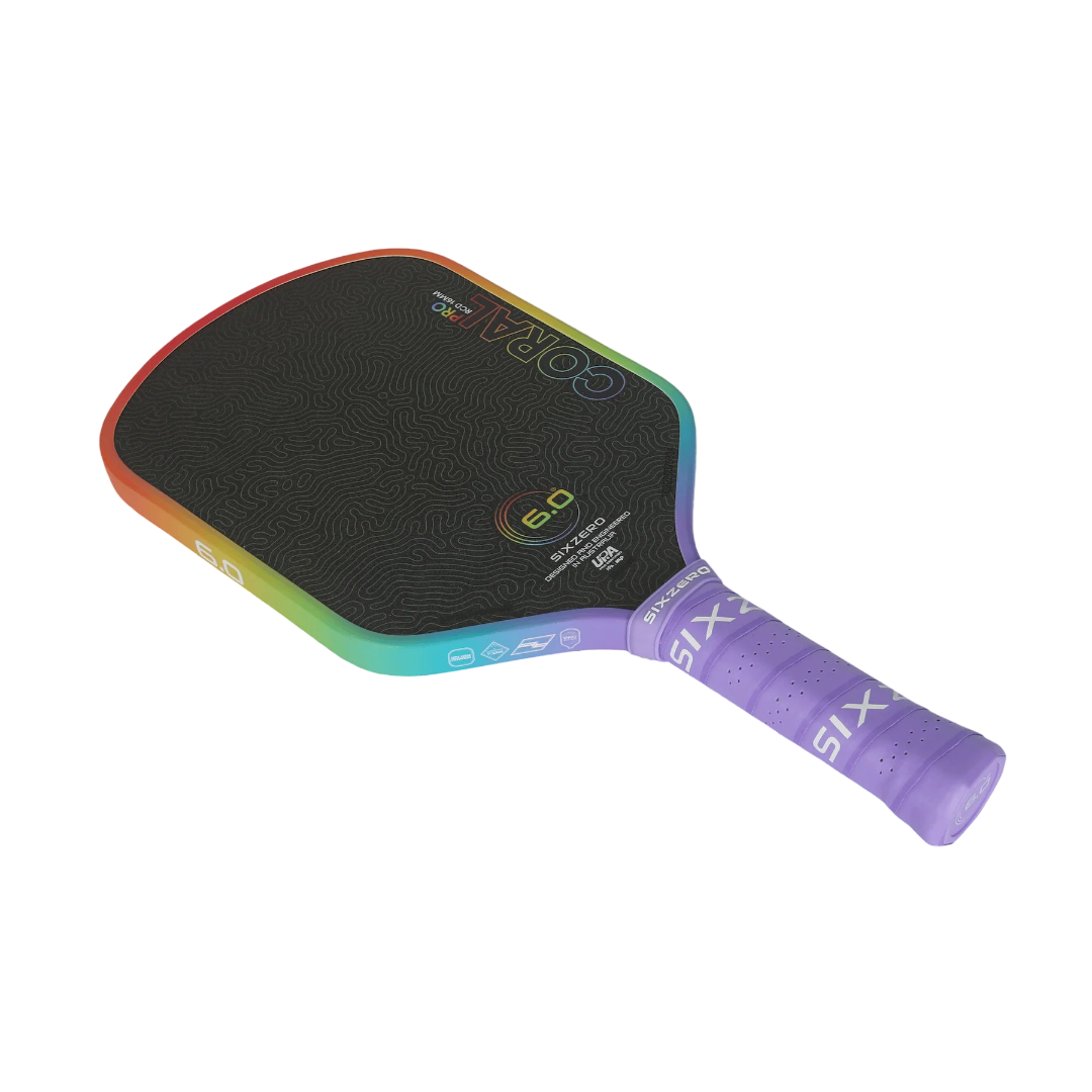 Six Zero Coral Rainbow Pro Pickleball Paddle - Limited Edition