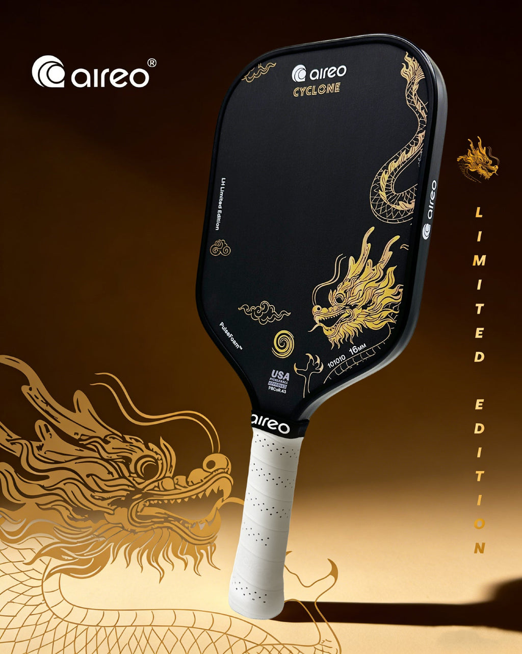 AIREO Cyclone LH Dragon Limited Edition Pickleball Paddle