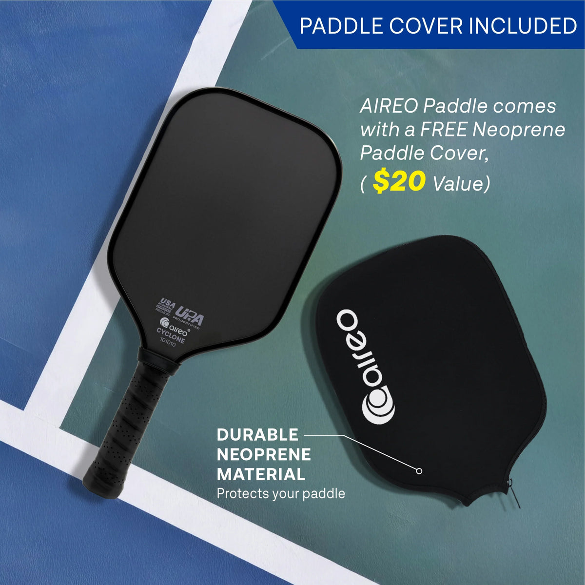 AIREO Cyclone Blackout 101010 Pickleball Paddle