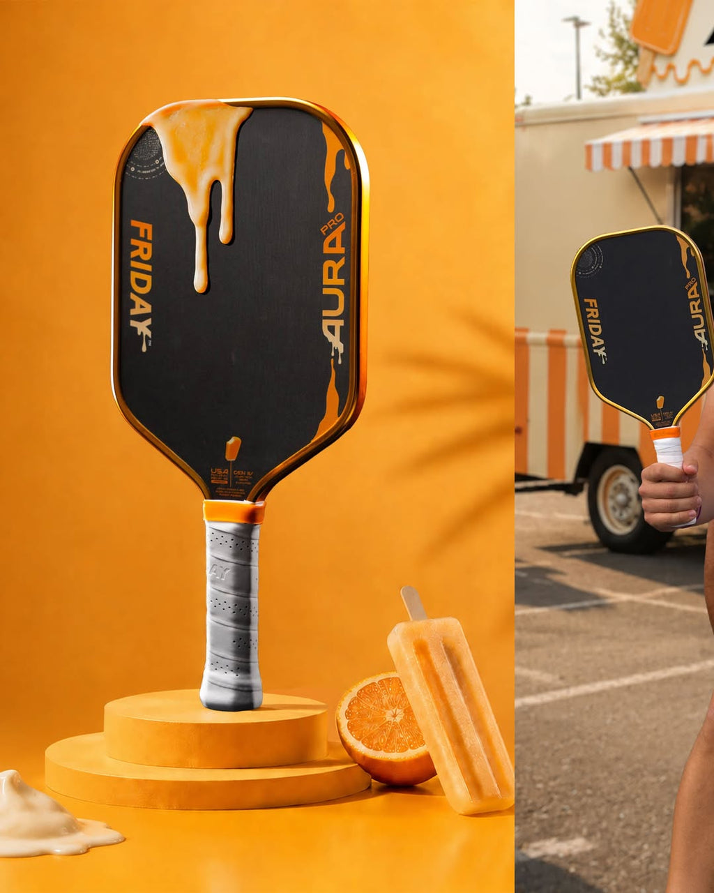 Friday AURA PRO Metallic Orange Creamsicle Kit Pickleball Paddle