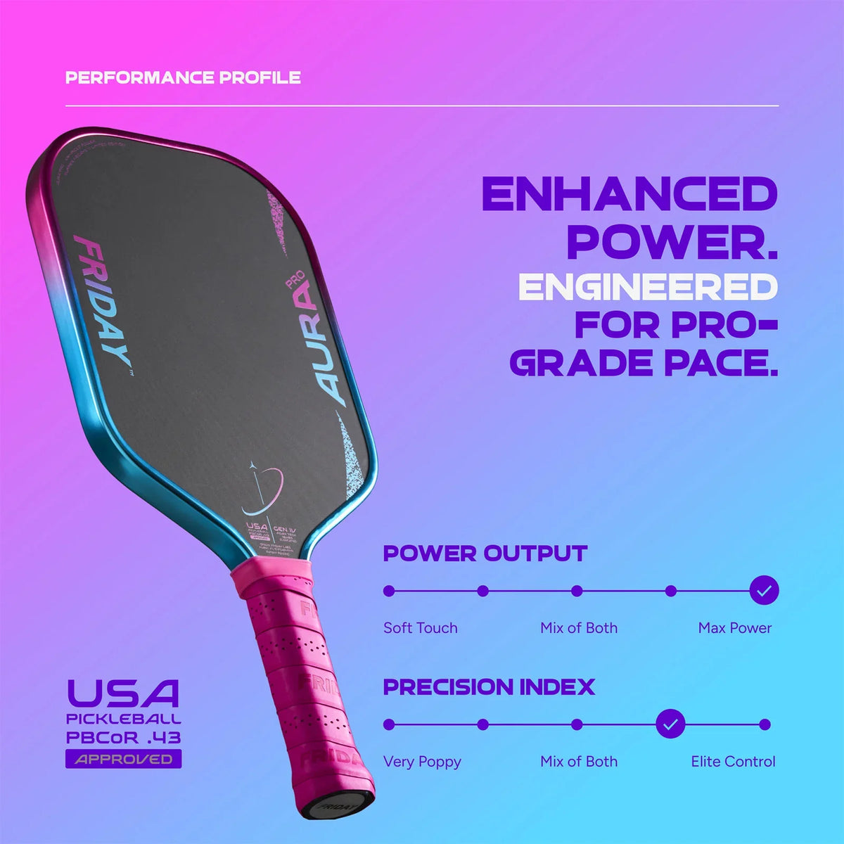 Friday AURA PRO VICE Metallic Colorways Pickleball Paddle
