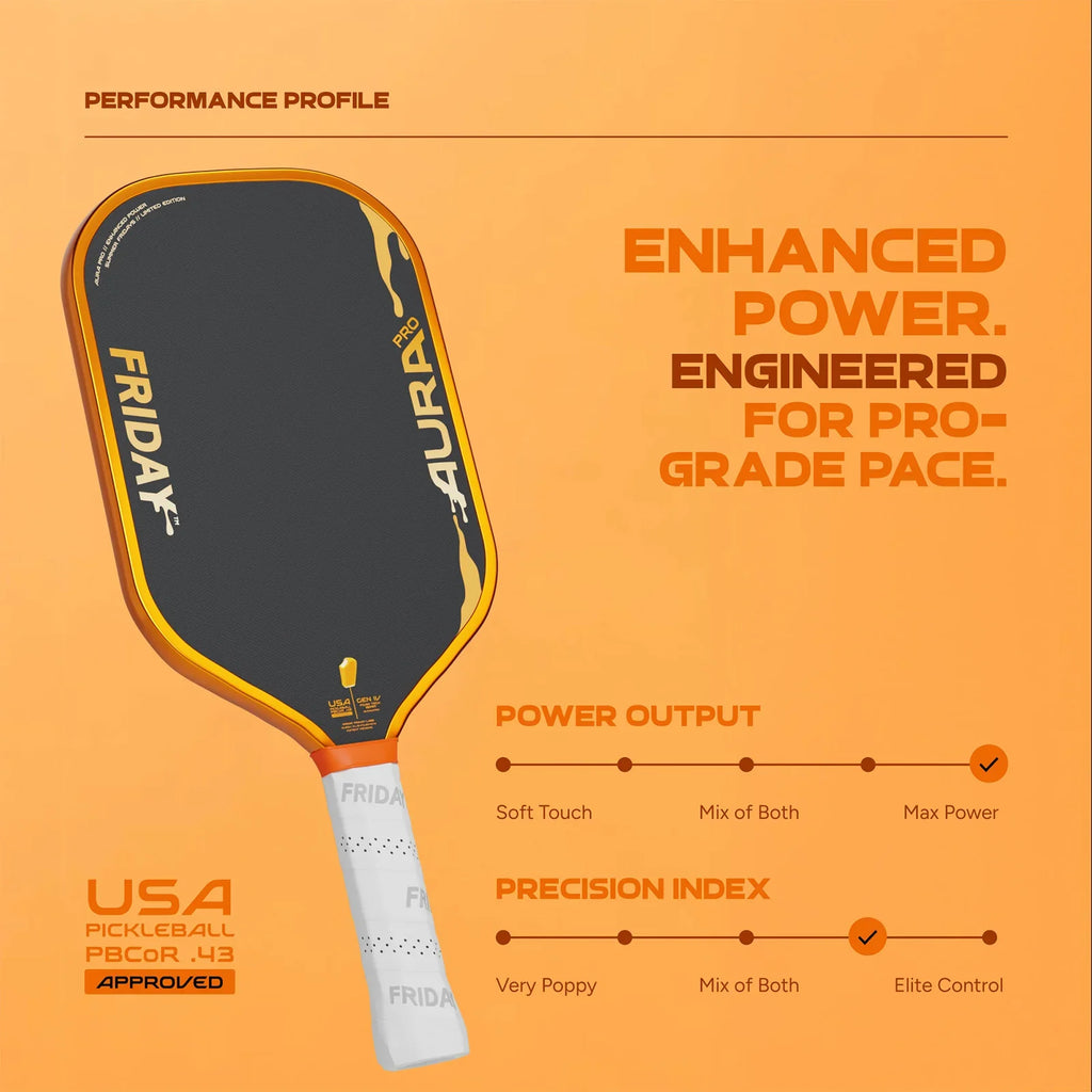Friday AURA PRO Metallic Orange Creamsicle Kit Pickleball Paddle