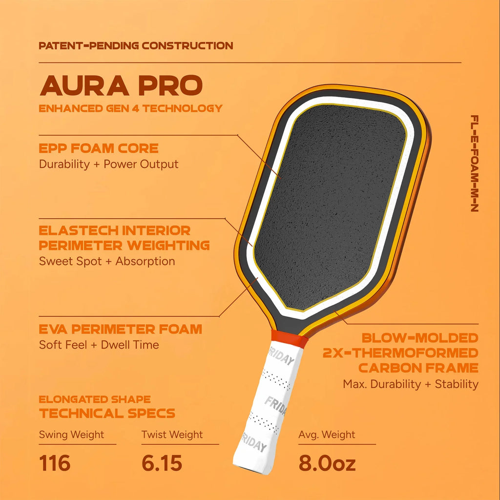Friday AURA PRO Metallic Orange Creamsicle Kit Pickleball Paddle