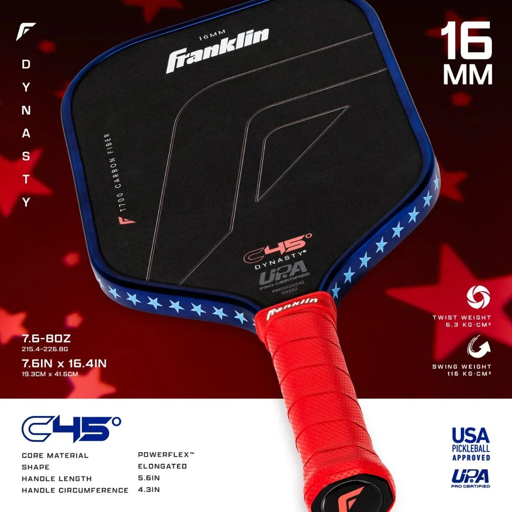 Franklin C45° Dynasty Red White & Blue Pickleball Paddle