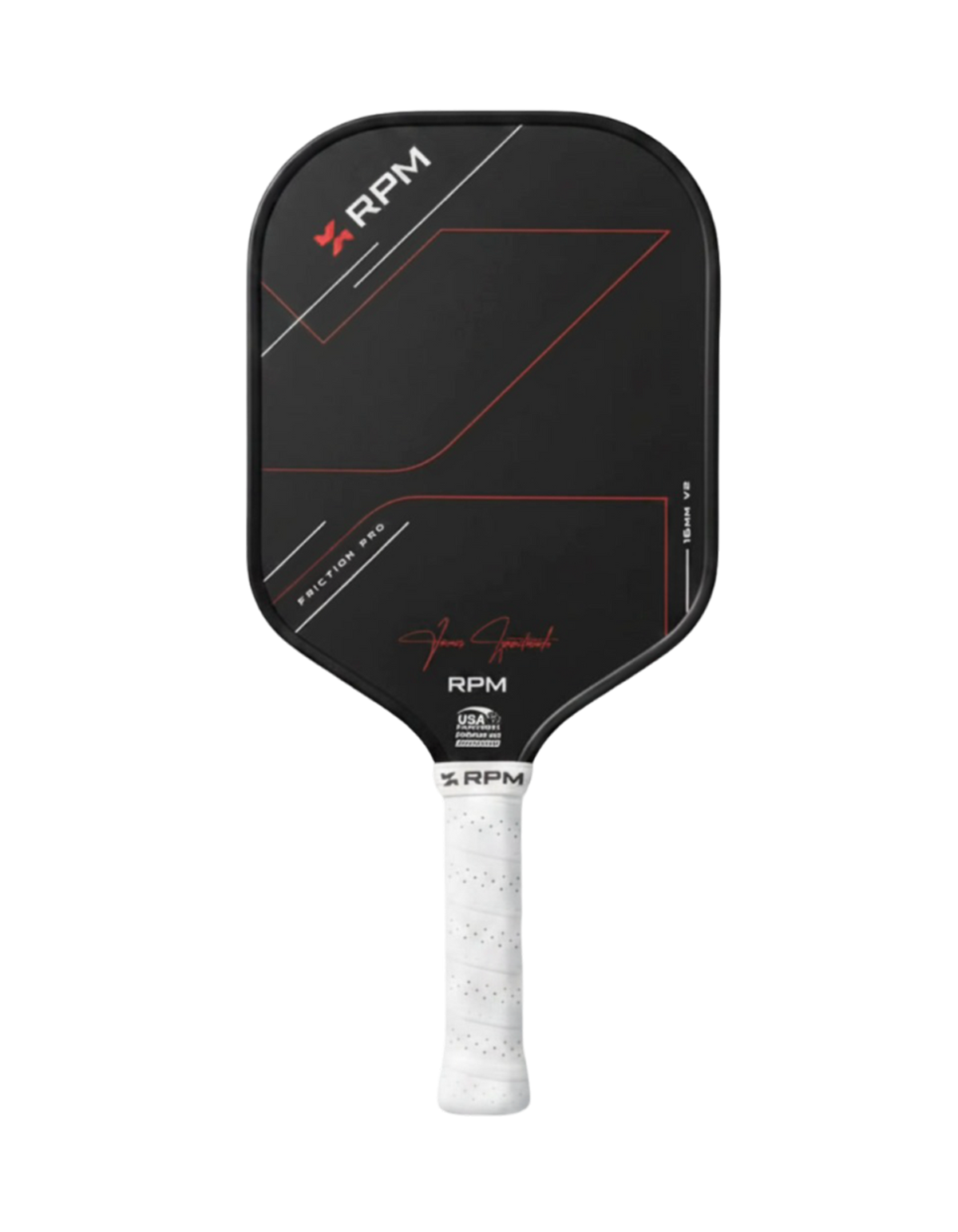 RPM FRICTION PRO 16MM Hybrid Flat Top V2 James Ignatowich Signature Pickleball Paddle